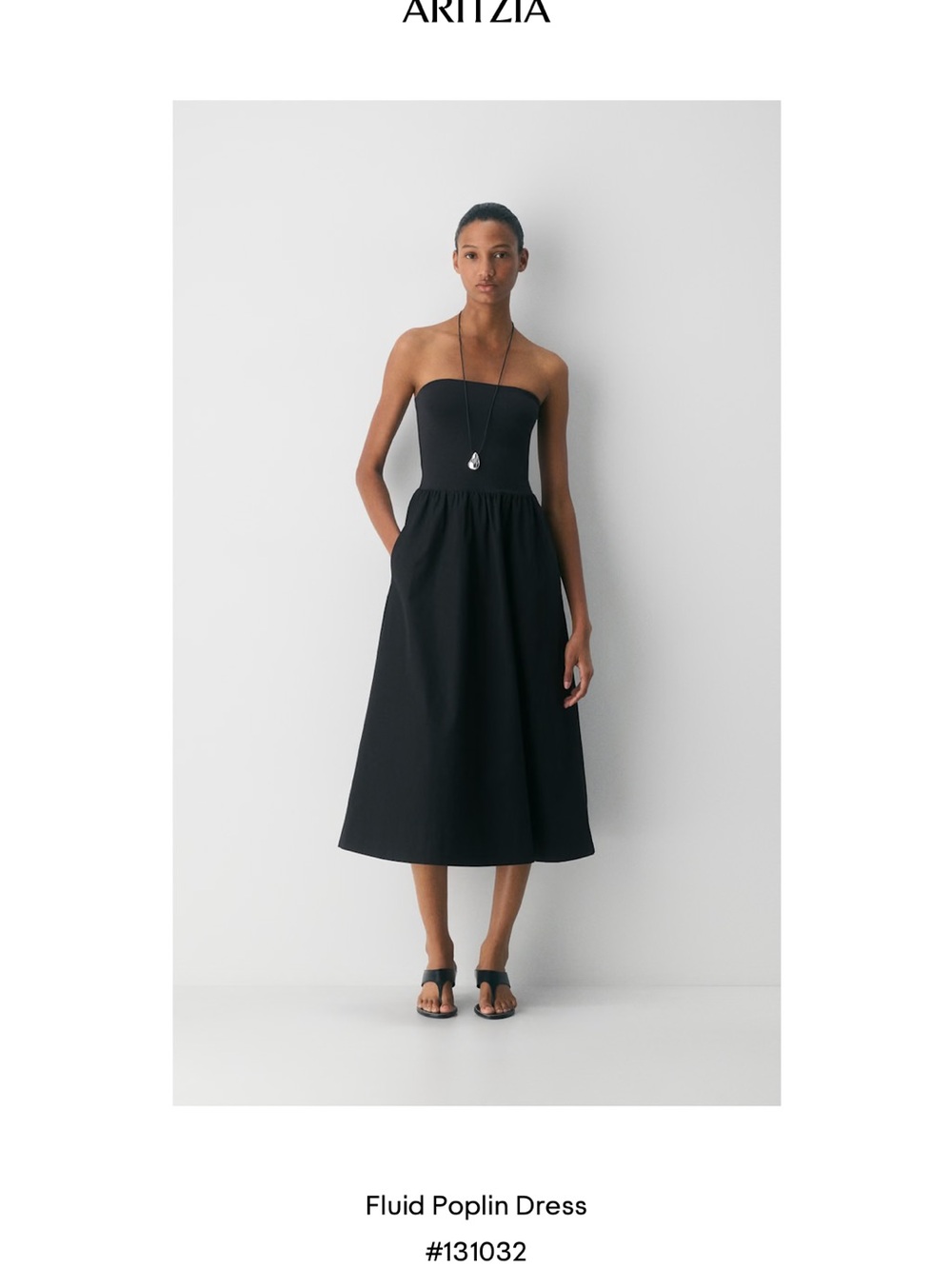 Babaton Black Strapless Poplin Midi Dress